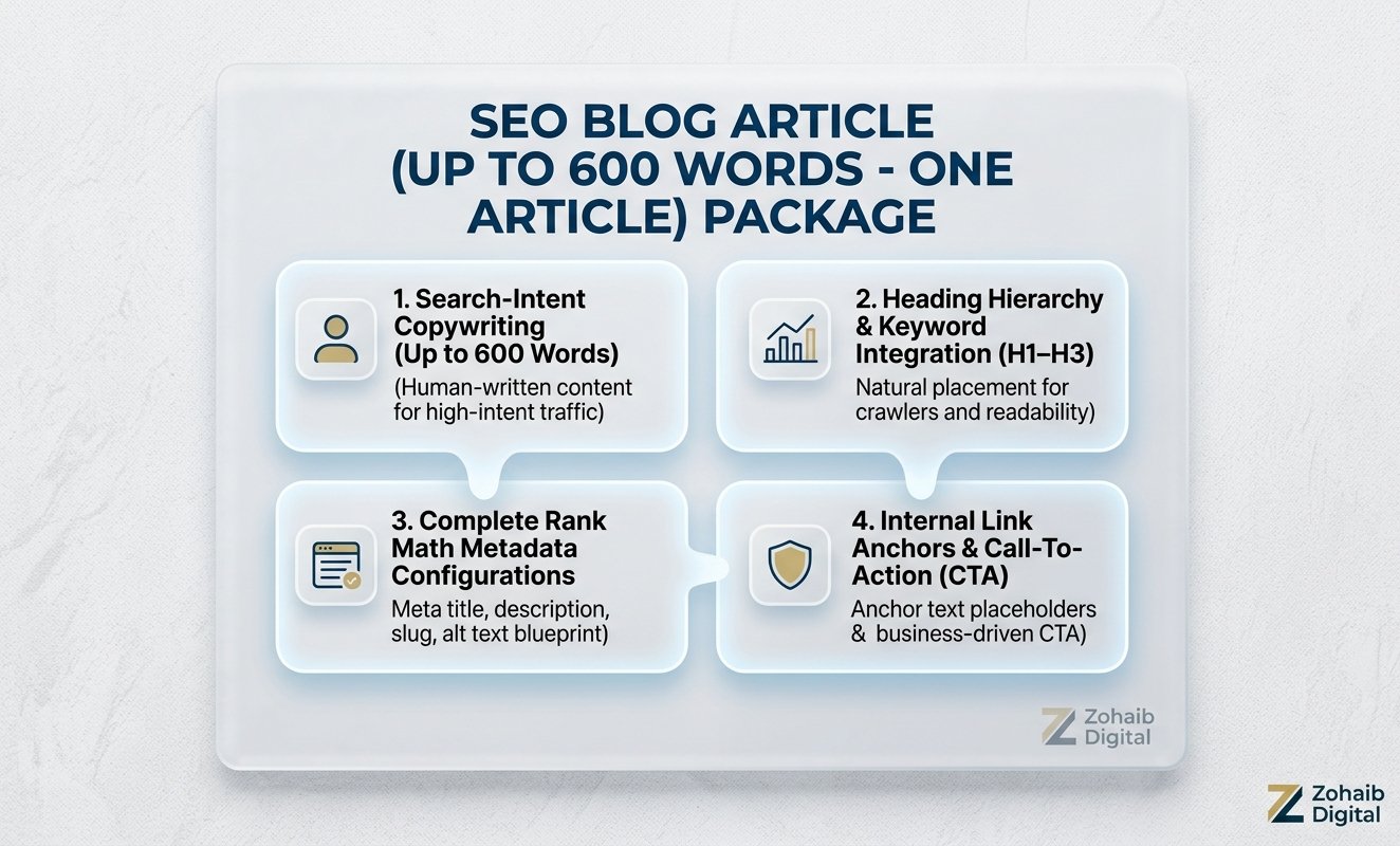 SEO Blog Article Up to 600 Words (One Article) Package 2026 1 SEO Blog Article Up to 600 Words (One Article) Package
