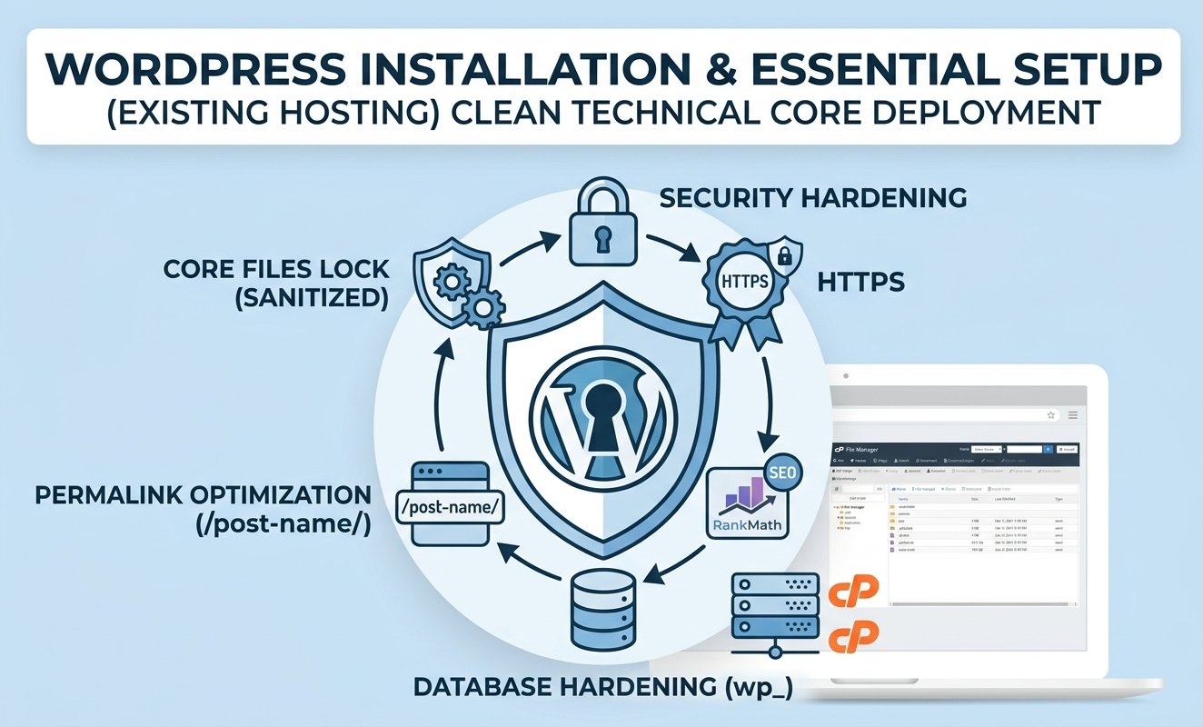 WordPress Installation & Essential Setup (Existing Hosting) 2026 1 WordPress Installation & Essential Setup (Existing Hosting)